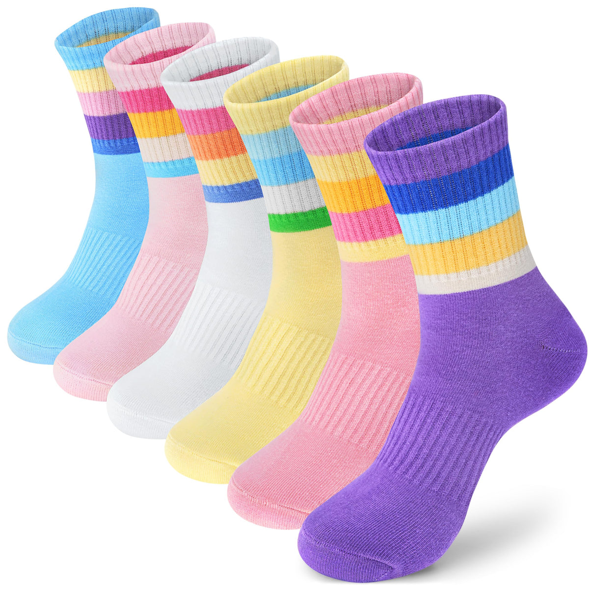 ANTSANG Kids Boys Girls Athletic Cotton Socks,6 Pairs Youth Teen Crew Socks