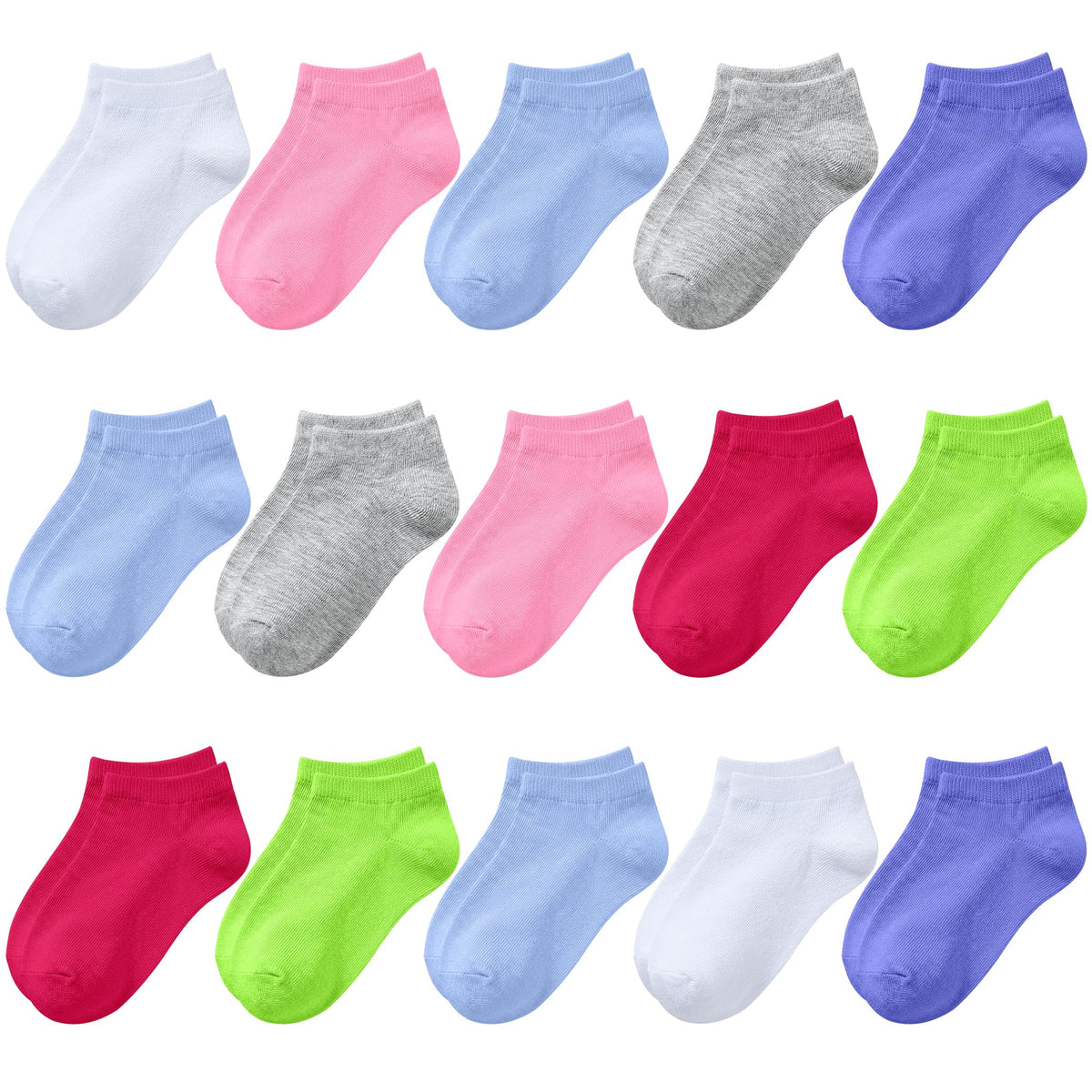 BOOPH 15Pcs Kids Socks for Boys Girls Cushion Low Cut Athletic Ankle Socks