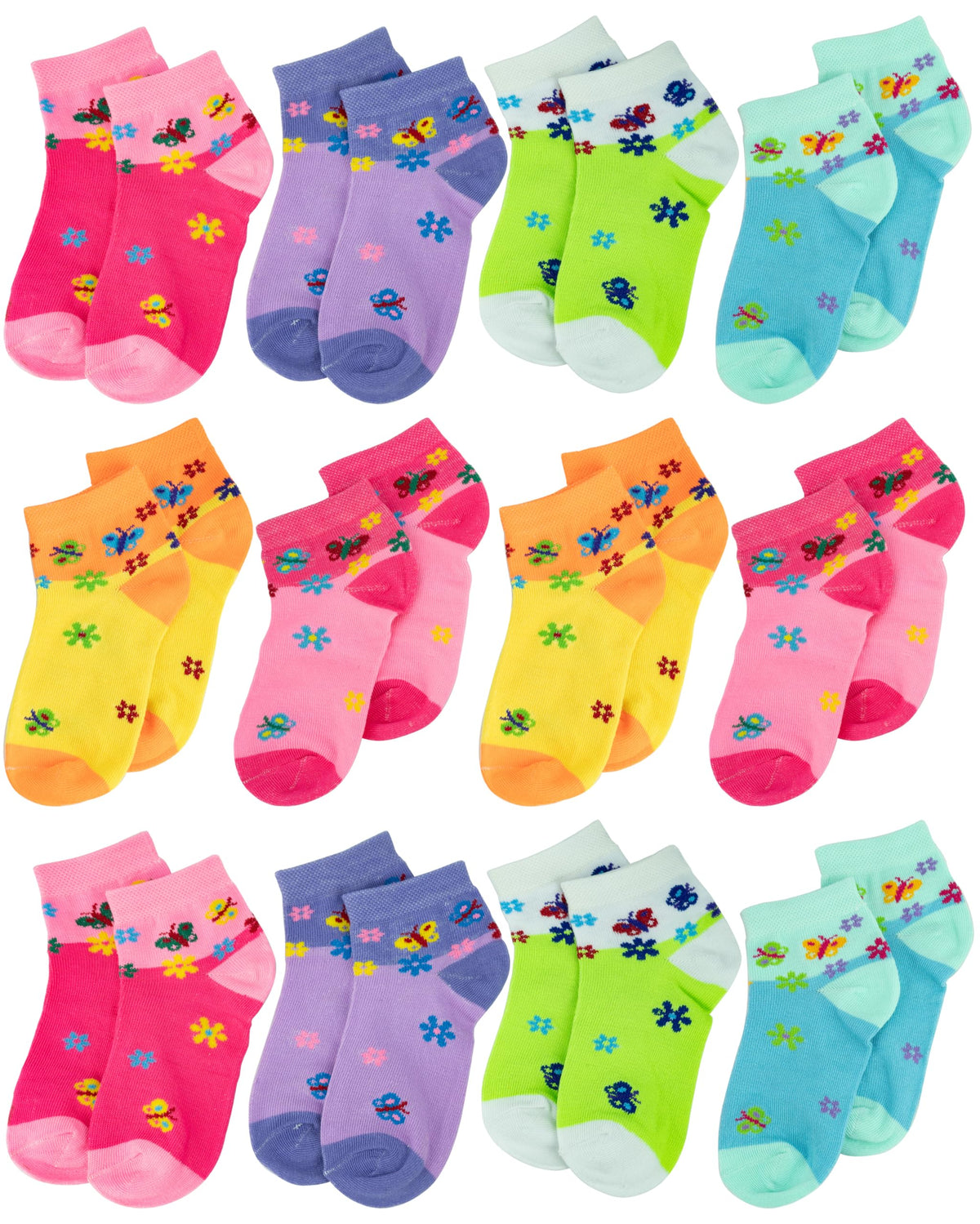 Gelante 12 Pairs Girl Children Toddler Kids Cotton Ankle Socks