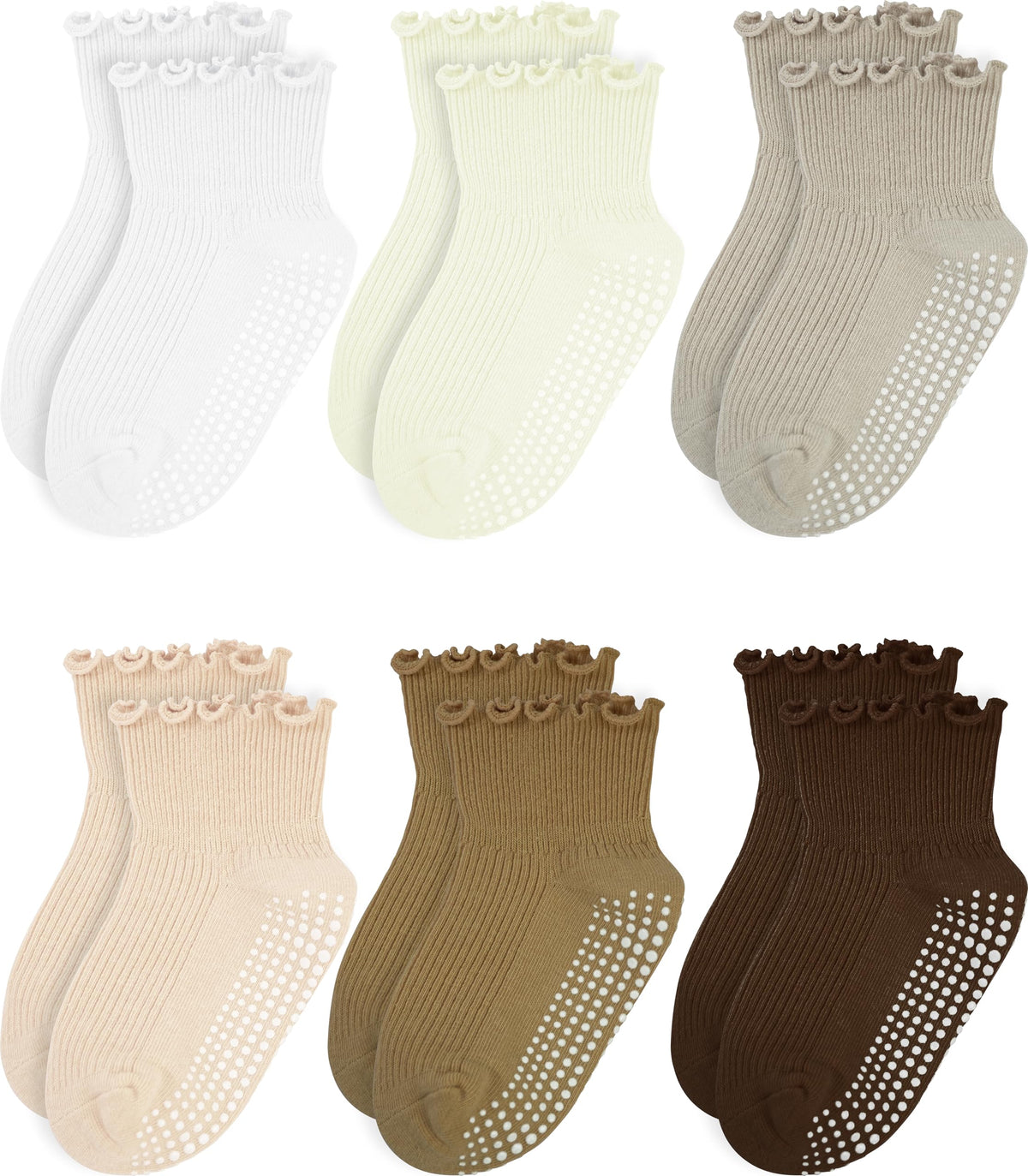 Girls Ruffle Socks Non-Slip Ankle Socks with Grips