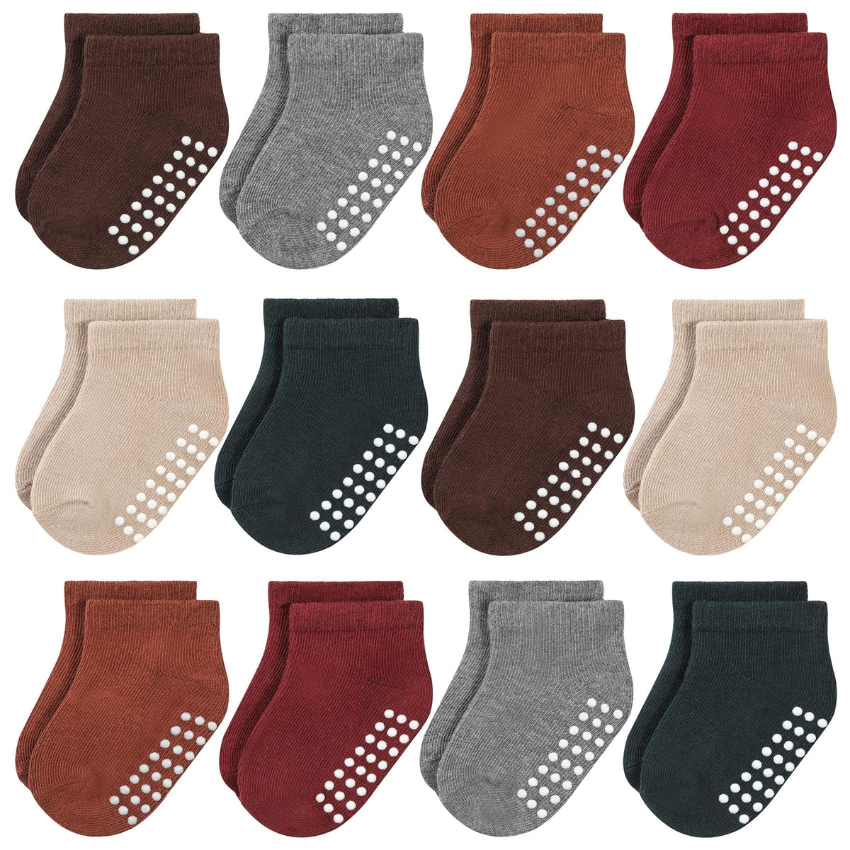 Baby Non-Slip Ankle Socks 12 Pack Soft Cotton for Infant Toddlers Girl Boy