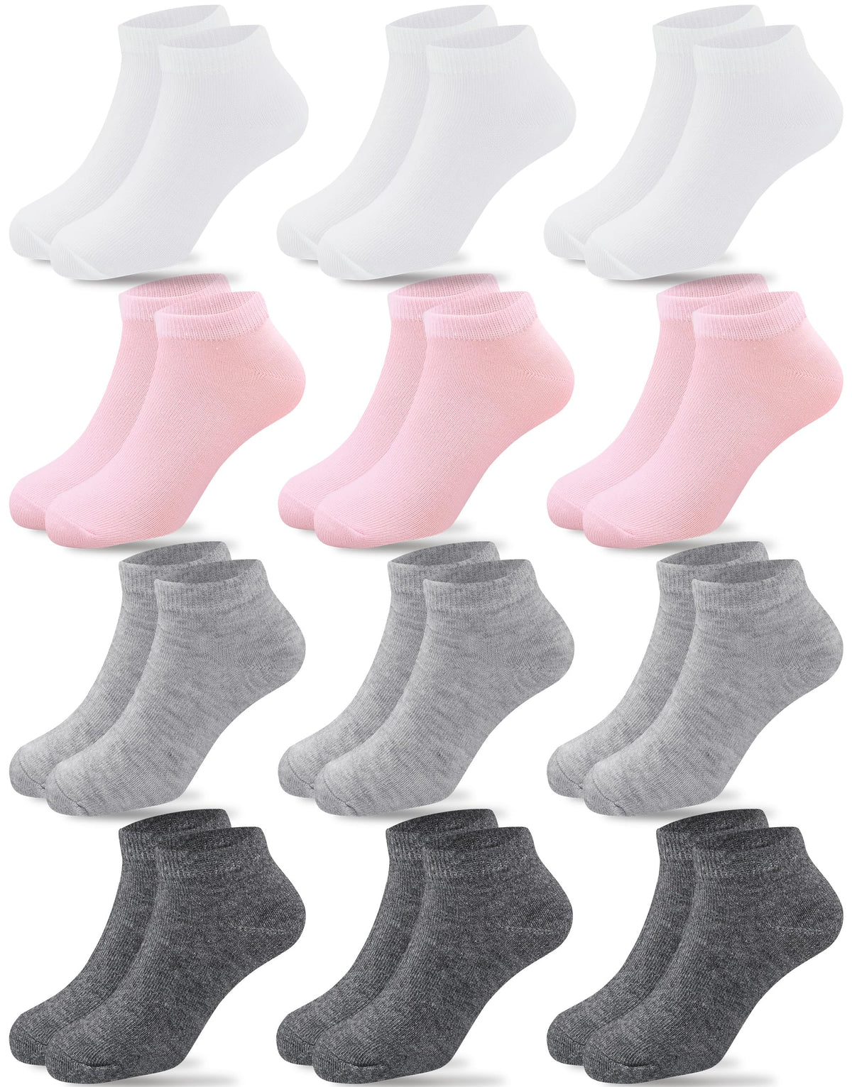 Duufin Girls Socks 12 Pairs Low Cut Ankle Socks for Girls 4-15 Years Old