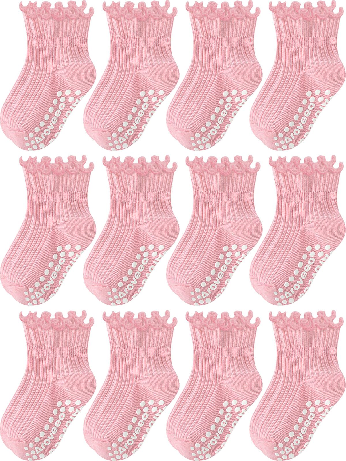 Toddler Girls Socks 12 Pack Grip Kids Cotton Socks for Toddlers 6M-7Years