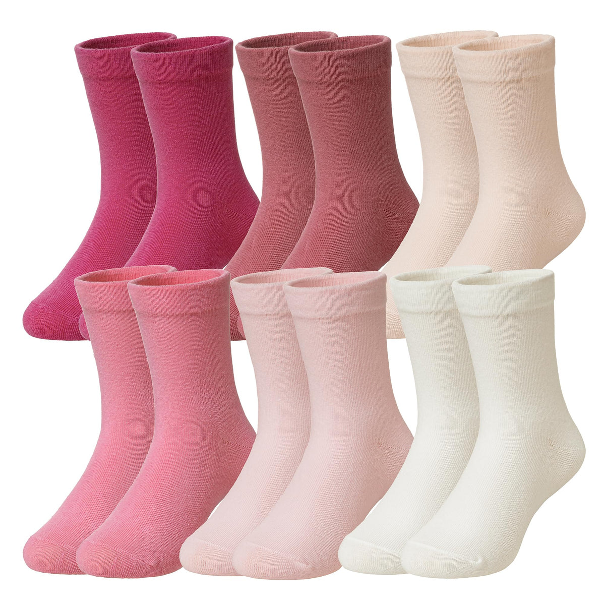 Eocom Girls Socks Little Kids Crew Socks Cotton Cute Youth Dress Socks 6 Pairs