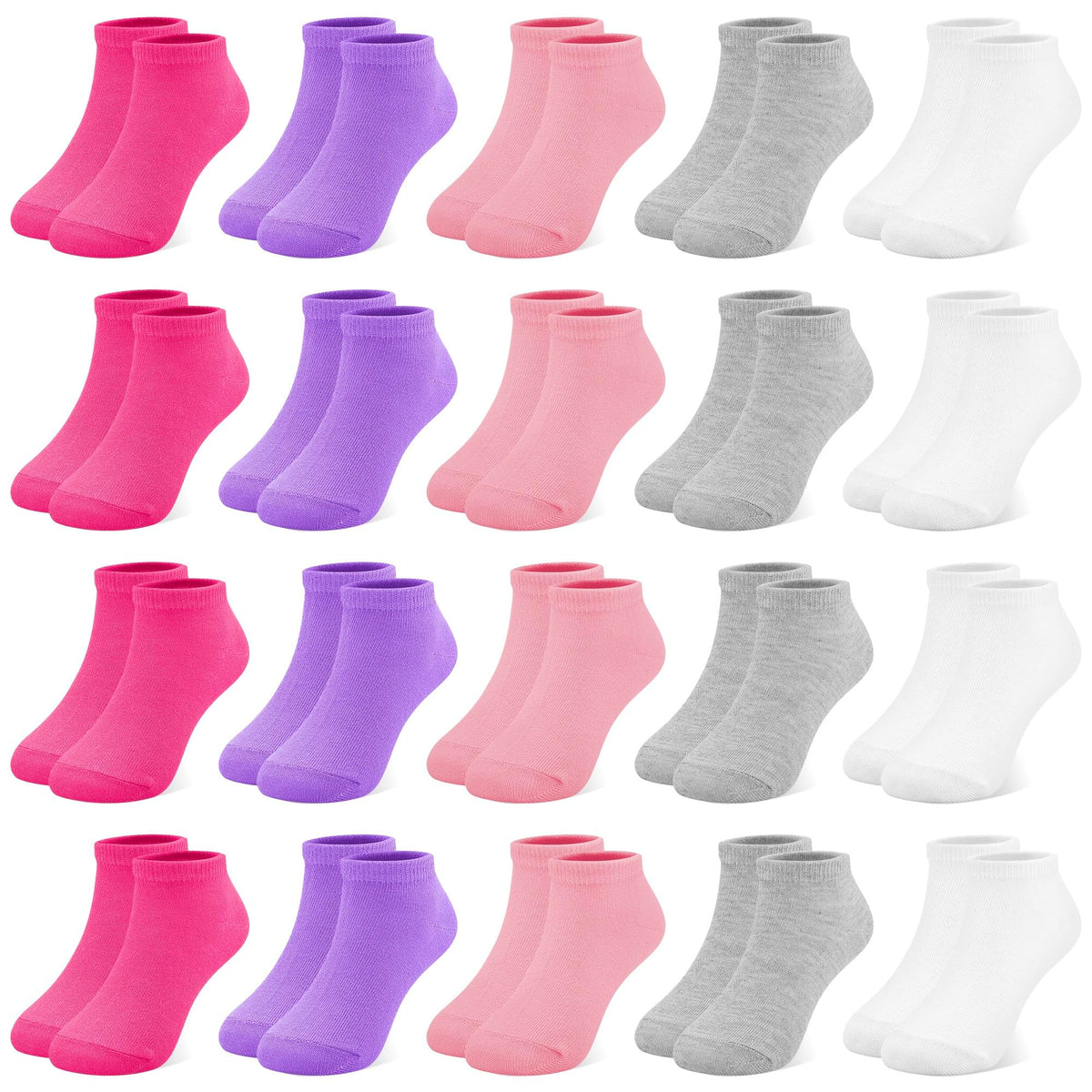 ZERULETS 20 Pairs Girls Socks, Toddler Kids Ankle Low Cut Socks Aged 1-13