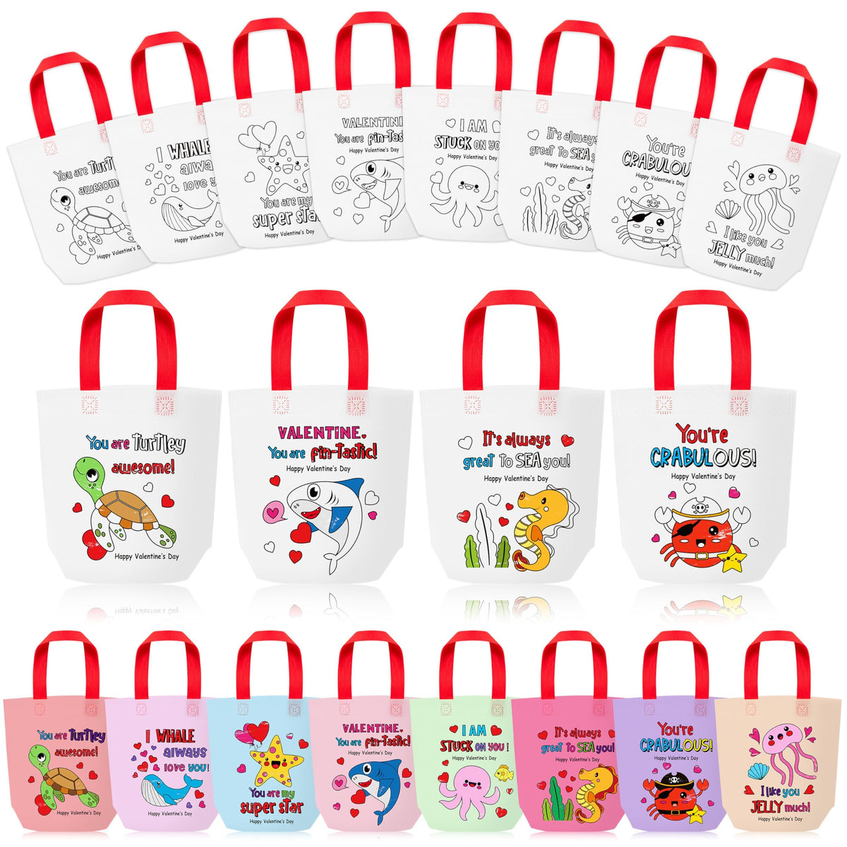24Pcs Cartoon Coloring Goodie Bags for Kids Party Favor Classroom Reward