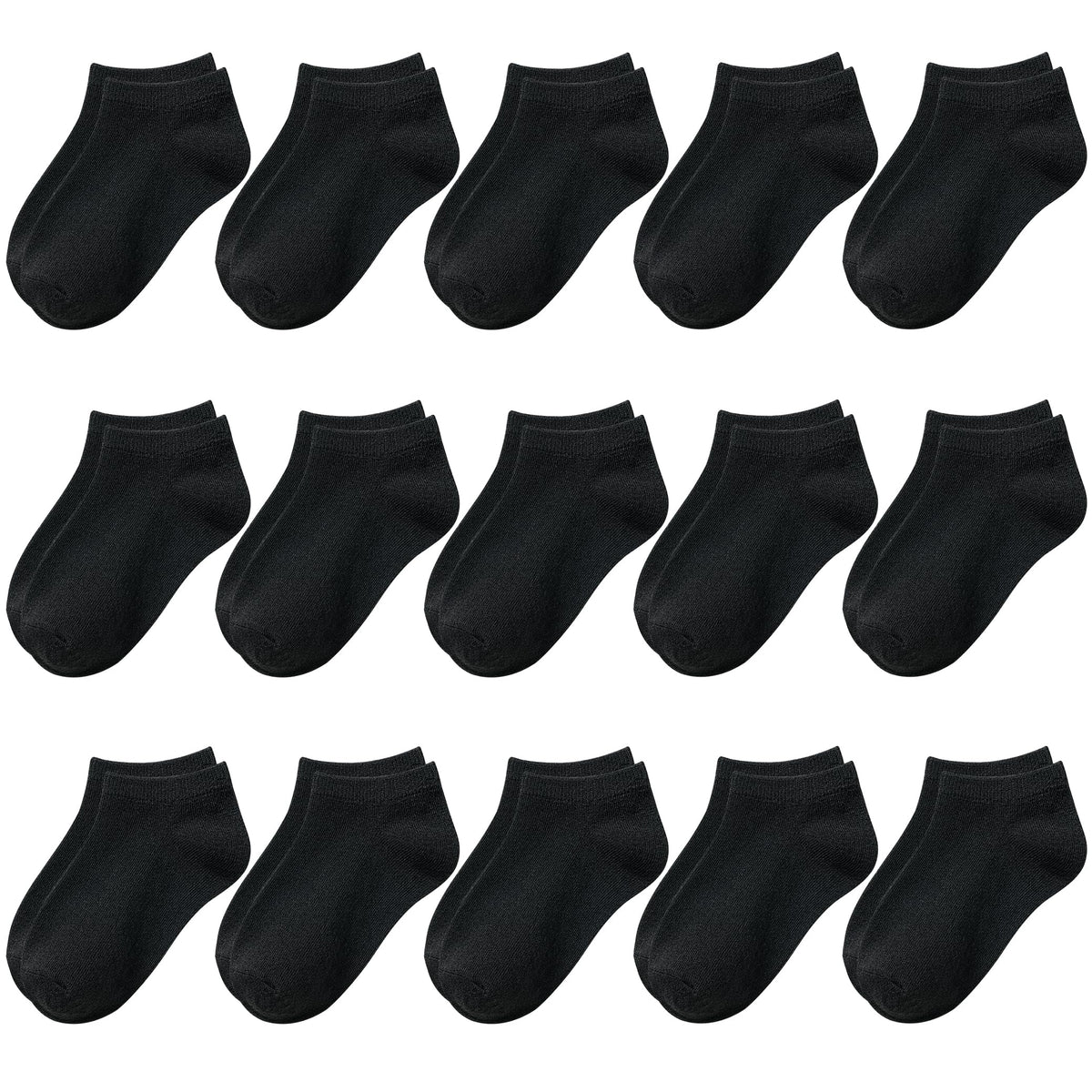 BOOPH 15Pcs Kids Socks for Boys Girls Cushion Low Cut Athletic Ankle Socks