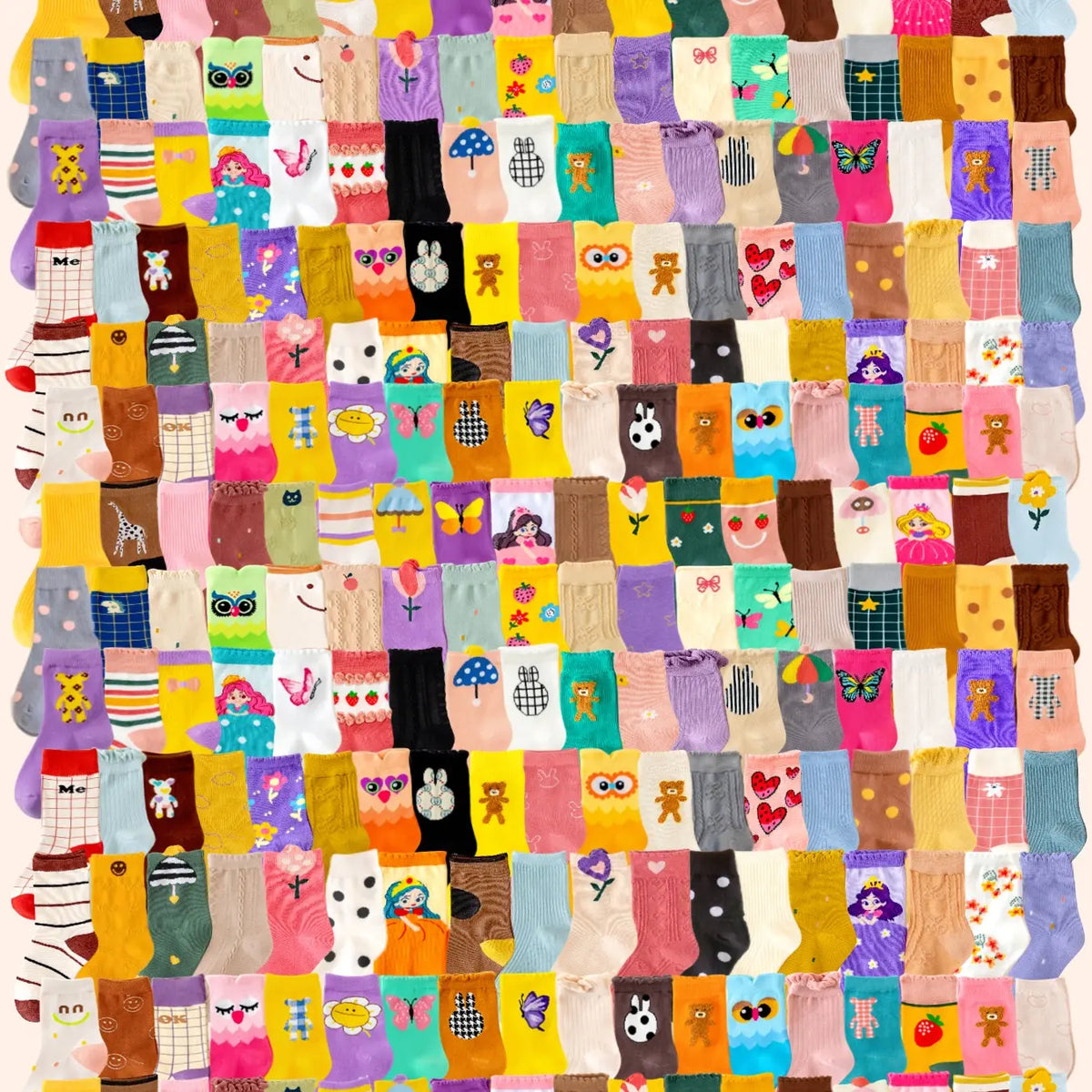 Random 15 Pairs Sock Set Girls Princess Casual Daily Knitted Socks, Soft Comfy Socks, Cute Cartoon Design, Soft Sweat-Absorbing Fabric, All-Season Wearable, Perfect Gift Idea