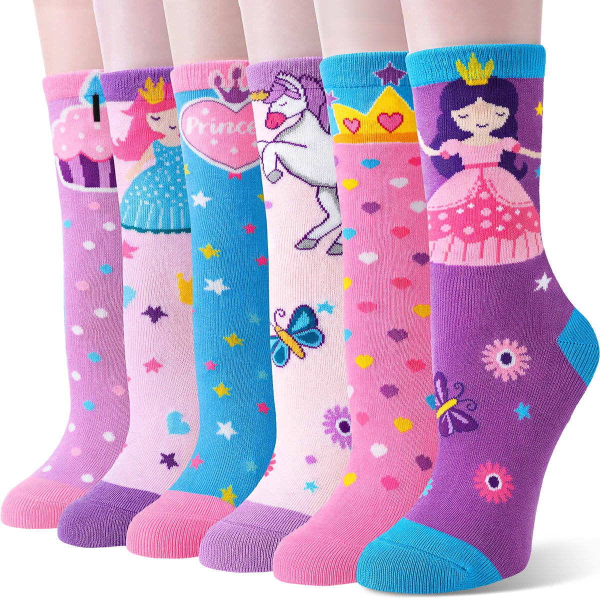 EBMORE Kids Girls Boys Socks Cotton Crew Cute Animal Pattern Fashion Fun Novelty Socks 6 Pack