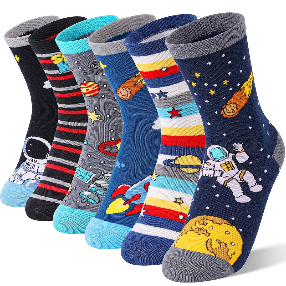 EBMORE Kids Girls Boys Socks Cotton Crew Cute Animal Pattern Fashion Fun Novelty Socks 6 Pack