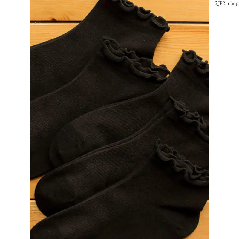 Women's Solid Ruffle Crew Ankle Socks - Soft Breathable Knit Frill Trim, Casual Daily Wear, Ankle Fit Short Length, Prop 65 Safe for Spring Summer